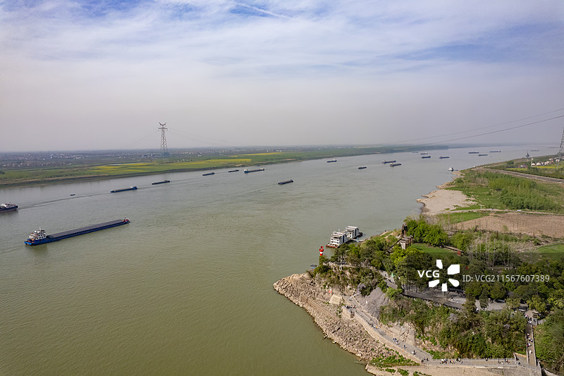 航拍湖北赤壁市三国赤壁古战场景区图片素材