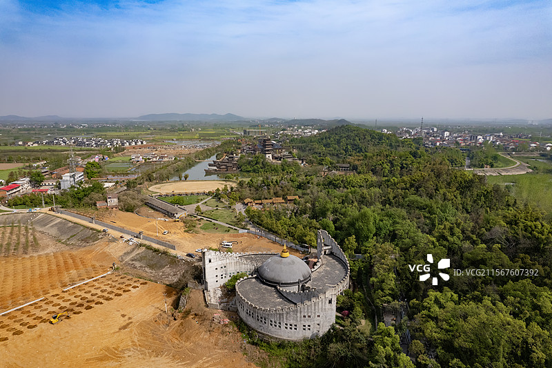 航拍湖北赤壁市三国赤壁古战场景区图片素材