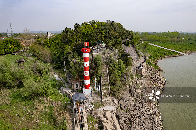 航拍湖北赤壁市三国赤壁古战场景区图片素材