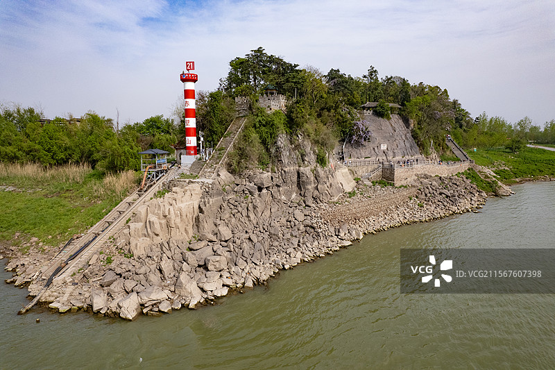 航拍湖北赤壁市三国赤壁古战场景区图片素材