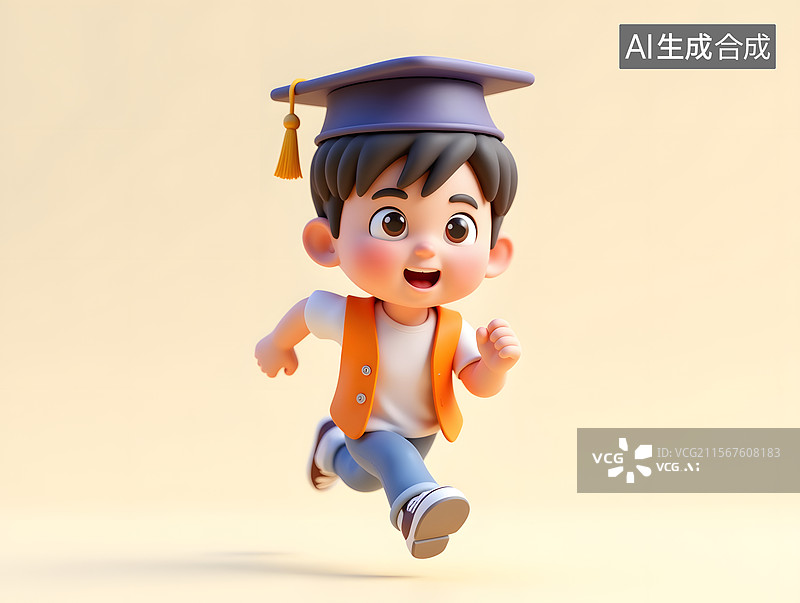 【AI数字艺术】毕业季学生的教育概念3D插图图片素材