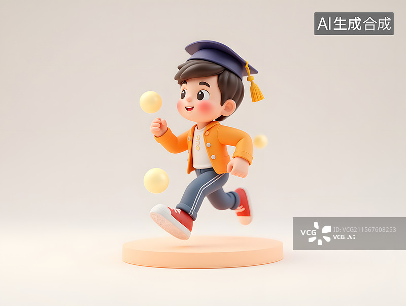 【AI数字艺术】毕业季学生的教育概念3D插图图片素材