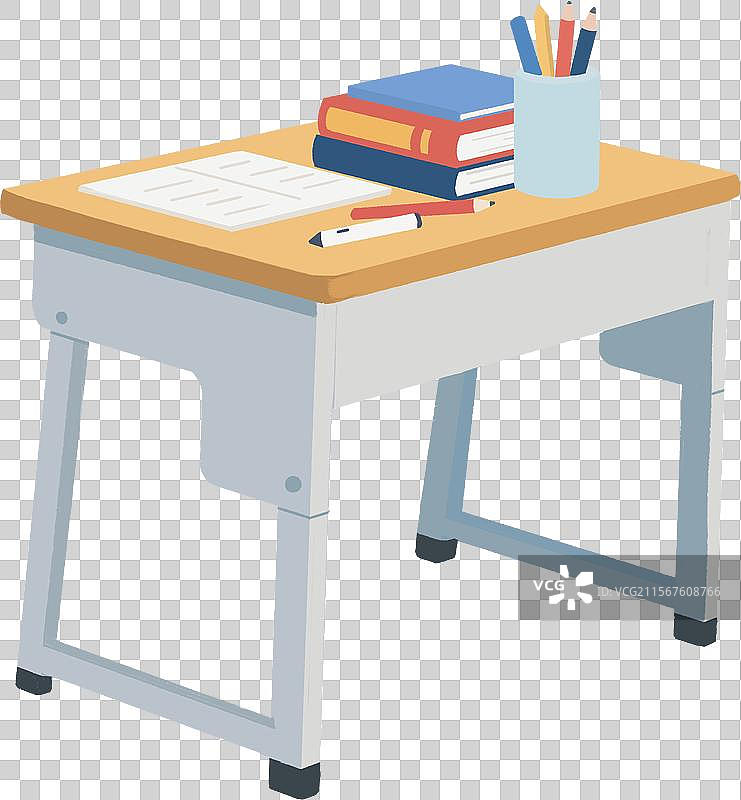 白色背景下桌子上的书和笔图片素材