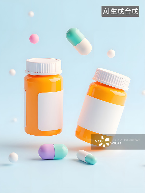 【AI数字艺术】医药胶囊的三维概念插图图片素材
