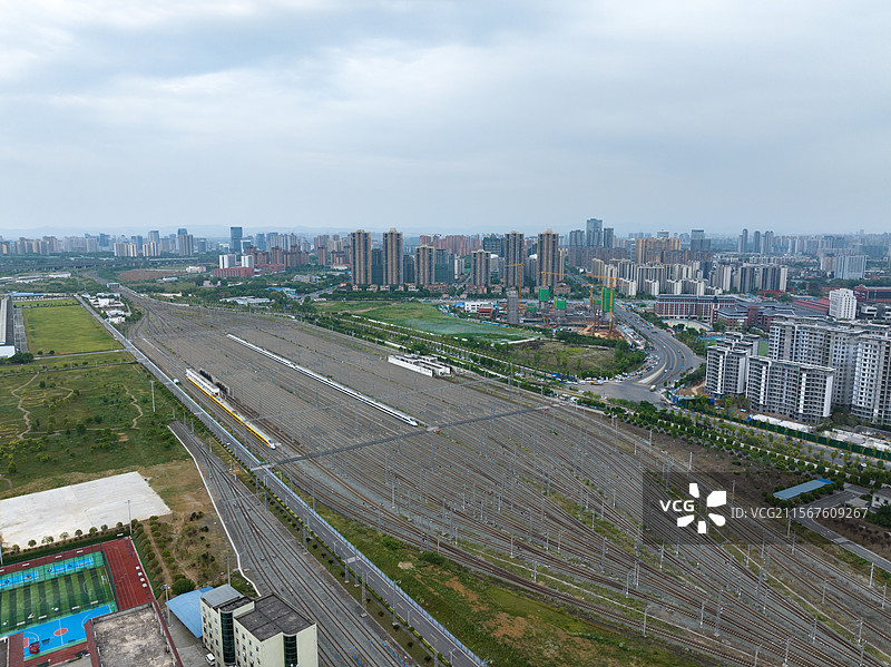 中国铁路成都动车段动车所停车场全景图图片素材