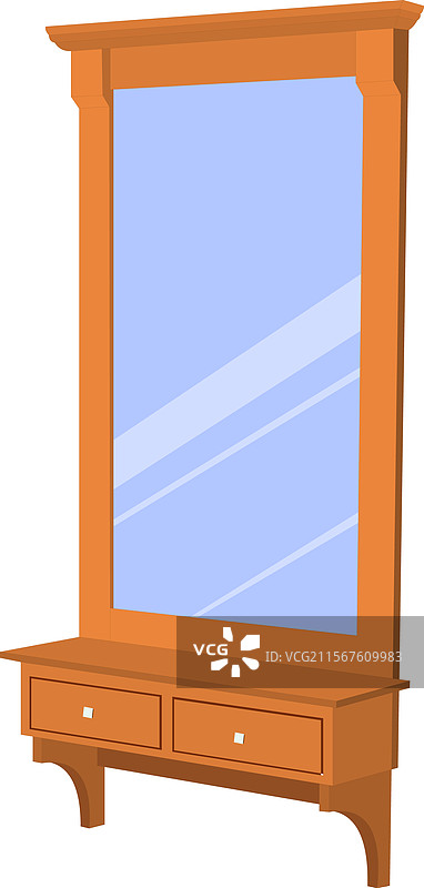 一面蓝色框架的木质镜子图片素材