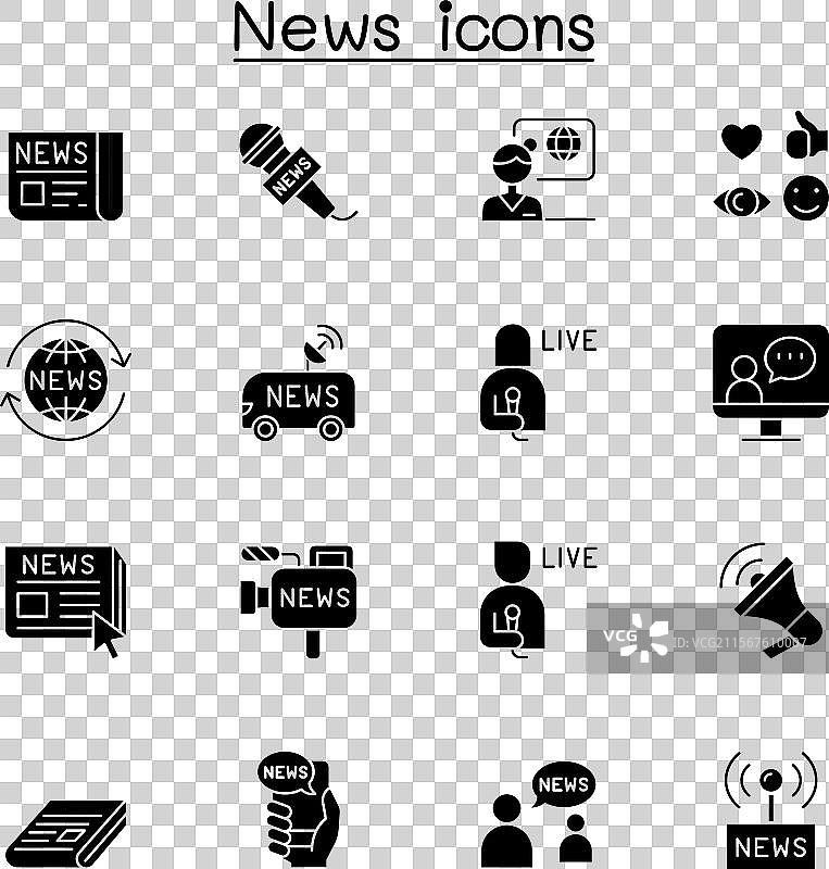 新闻图标集，采用图形风格图片素材