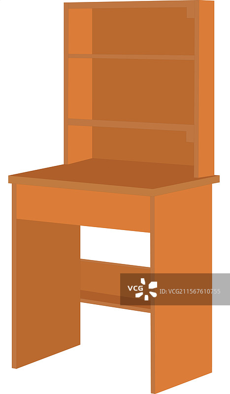 一张带有上方书架的木桌图片素材