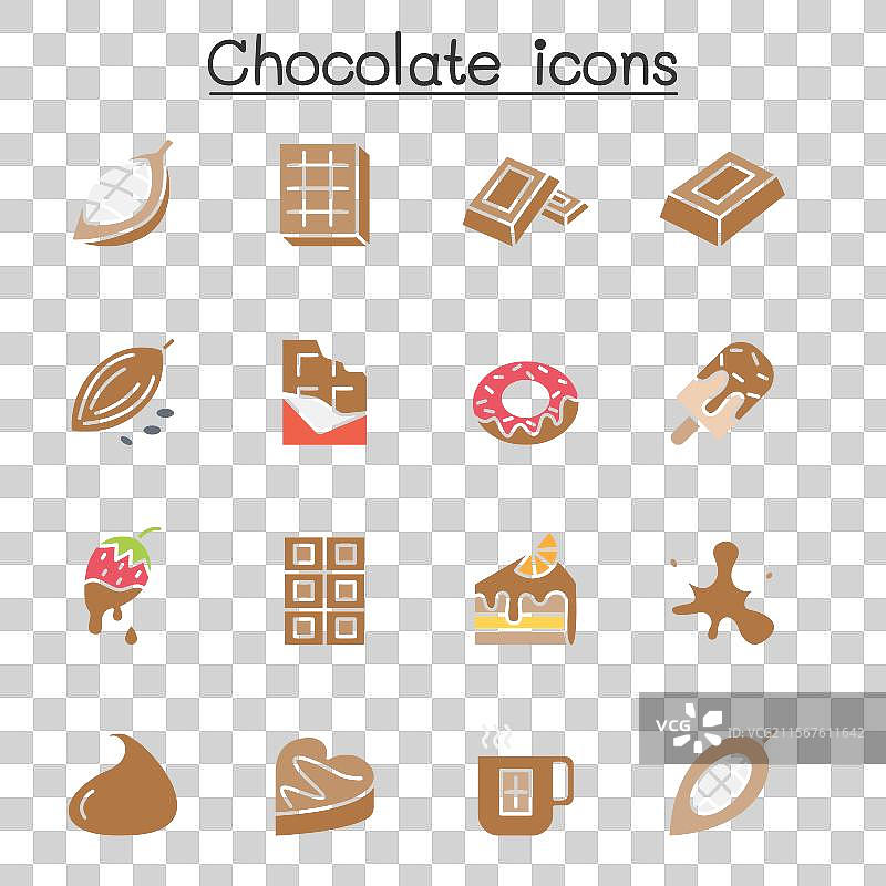 可可巧克力图标集，采用细线风格设计图片素材