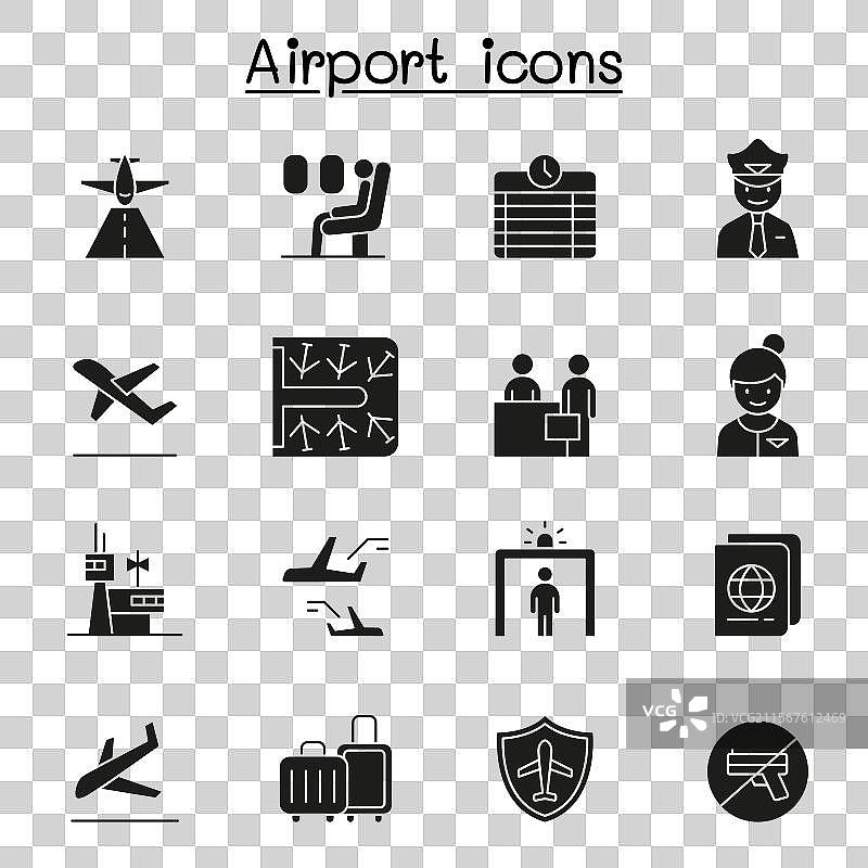 机场航空图标集（字形风格）图片素材