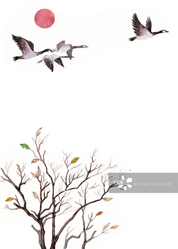 渔家傲·秋思插画图片素材