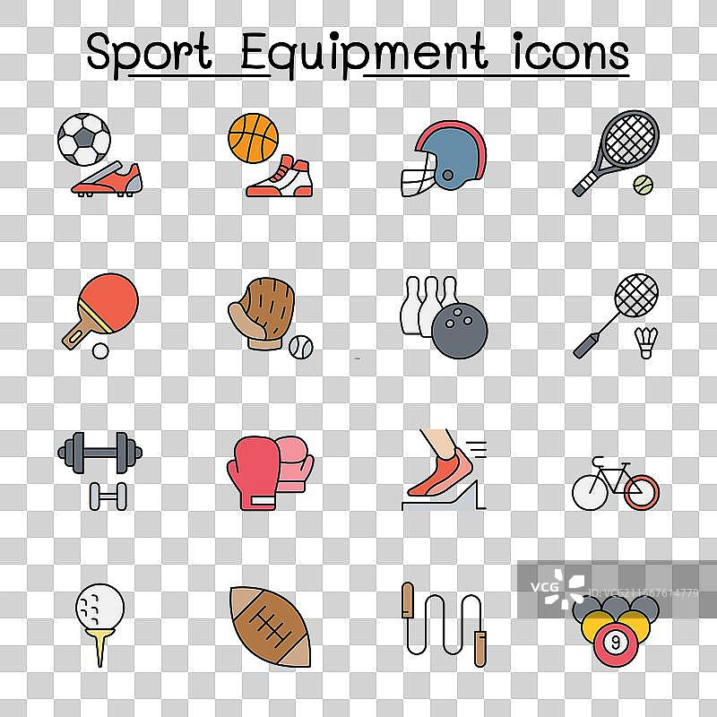 运动器材套件 彩色线条风格图片素材