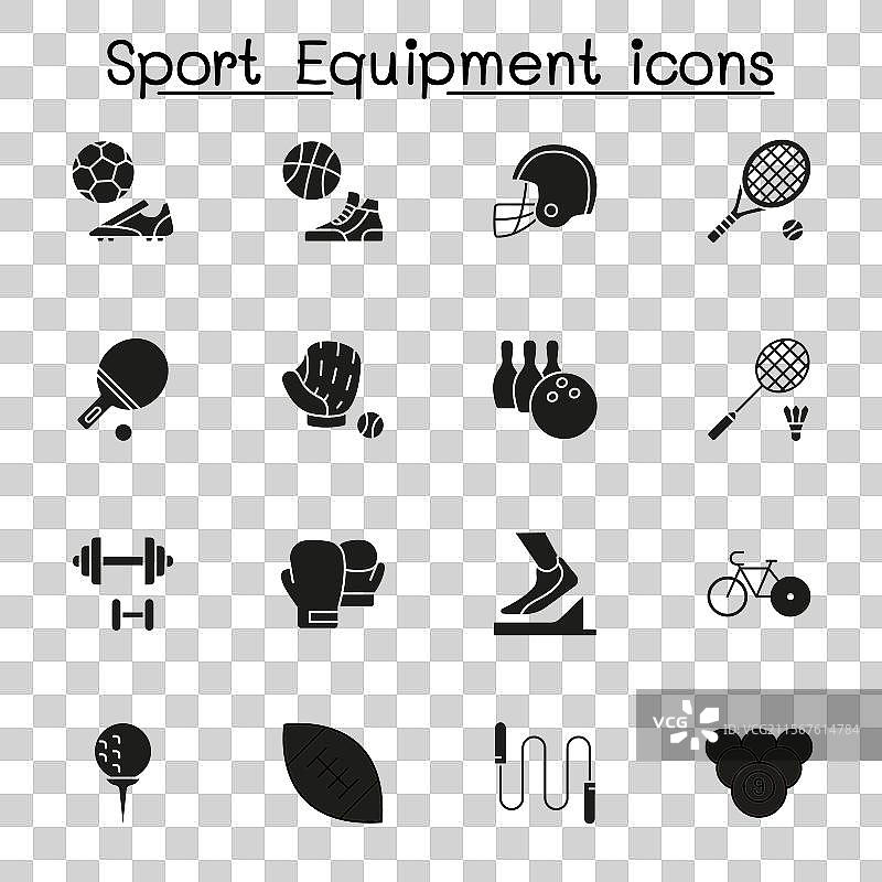 运动器材图标集（图形风格）图片素材