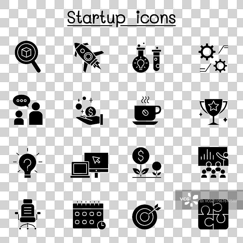 创业图标集（字形风格）图片素材