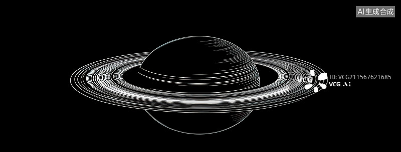 【AI数字艺术】宇宙星星行星星环线稿黑色背景图片素材