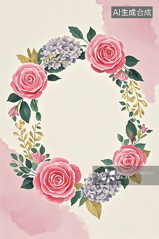 【AI数字艺术】花草植物卡片标题框自然边框图片素材