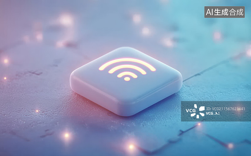【AI数字艺术】3D渲染无线技术WIFI路由器信号等级图标图片素材