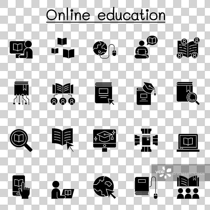 在线教育图标集（字形风格）图片素材