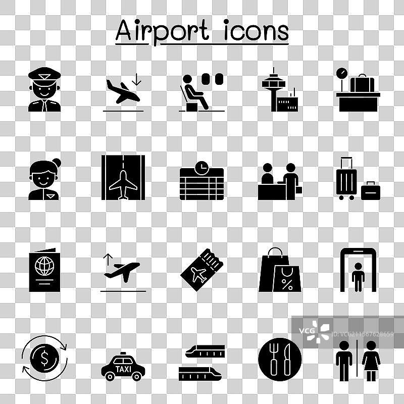 机场图标集（图形风格）图片素材