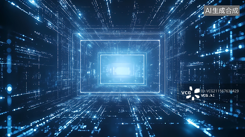 【AI数字艺术】抽象数字网络框架图片素材