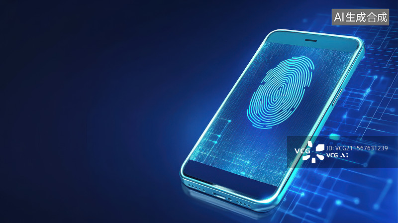 【AI数字艺术】手机科技指纹网络未来科幻风图片素材