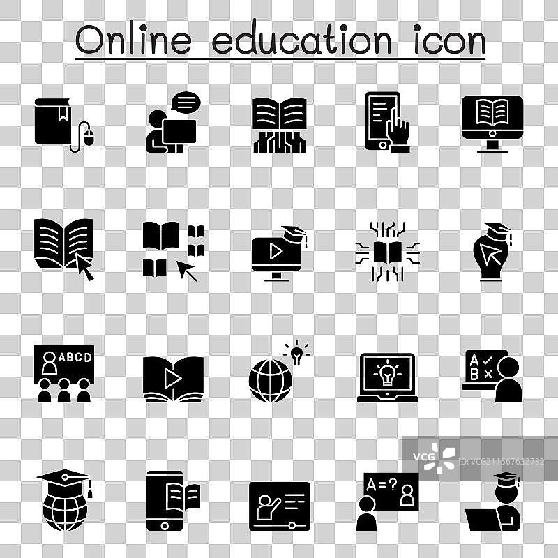 在线教育图标集（字形风格）图片素材