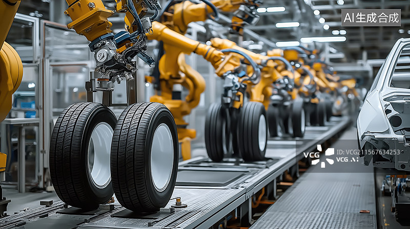 【AI数字艺术】汽车制造车间图片素材