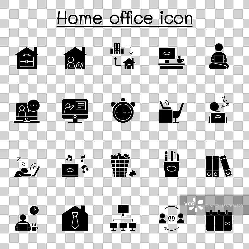 自由职业和居家工作图标集合集图片素材