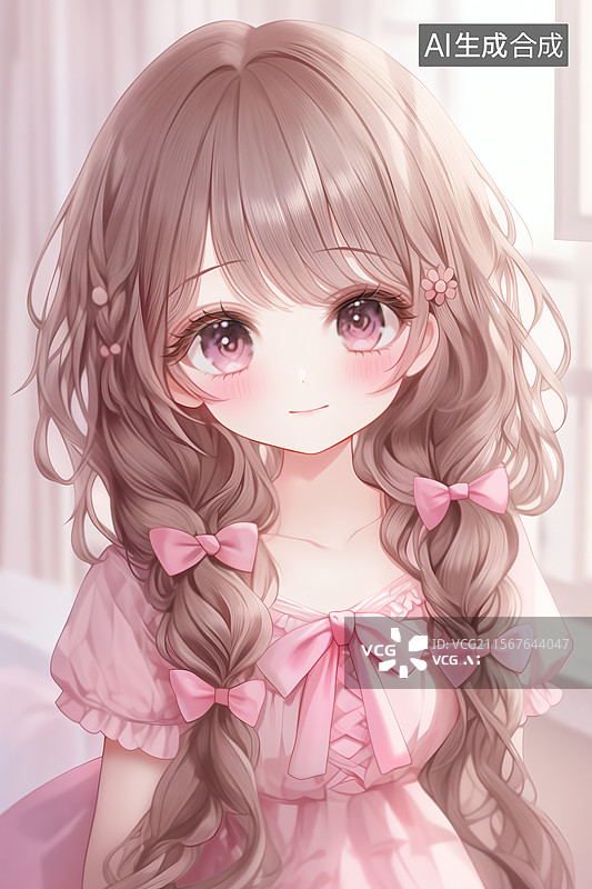 【AI数字艺术】可爱粉色系少女动漫图图片素材