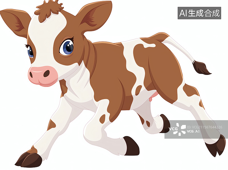 【AI数字艺术】奔跑的小牛犊图片素材