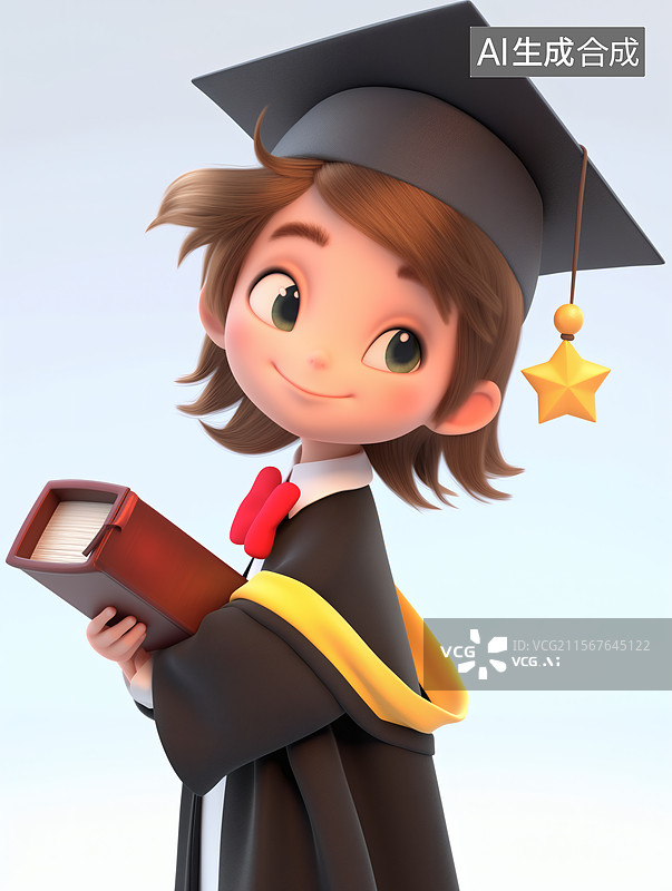 【AI数字艺术】毕业的可爱女孩图片素材