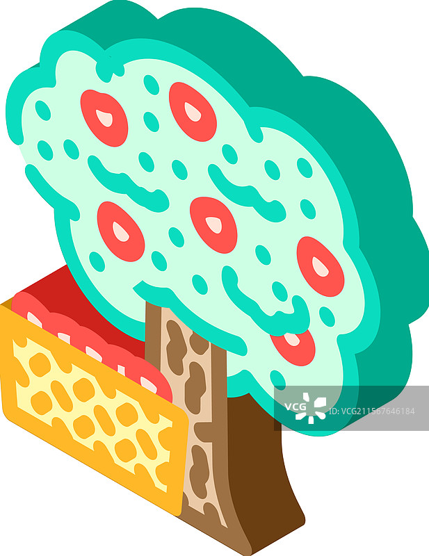 秋季苹果采摘等距图标图片素材