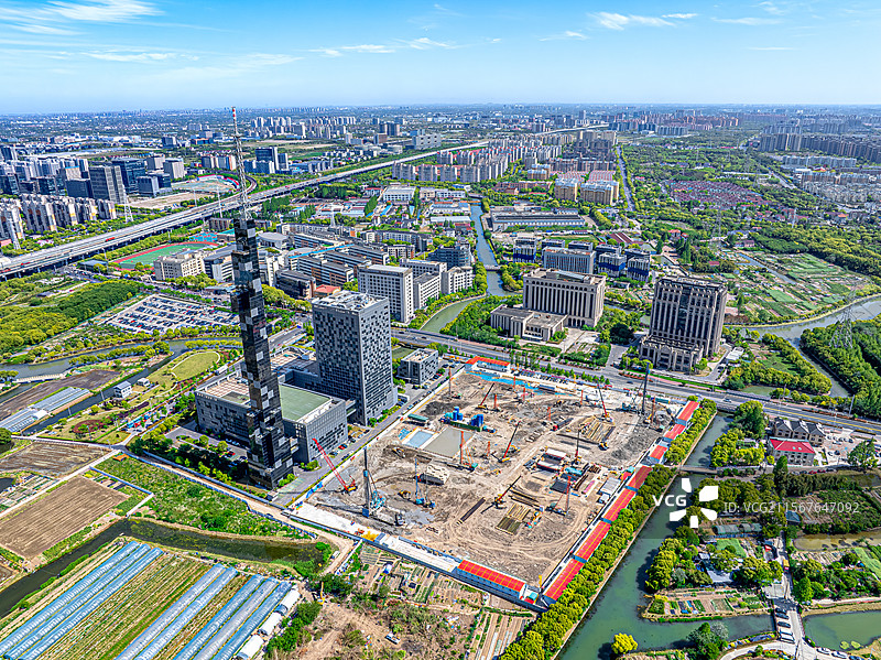 上海浦东融媒体中心广播电视塔 泰汉能源 S3沪奉高速公路 浦东新区文广中心大楼 康桥镇城市实景航拍图片素材