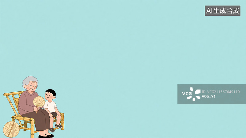 【AI数字艺术】2D卡通人物插画背景左下图片素材