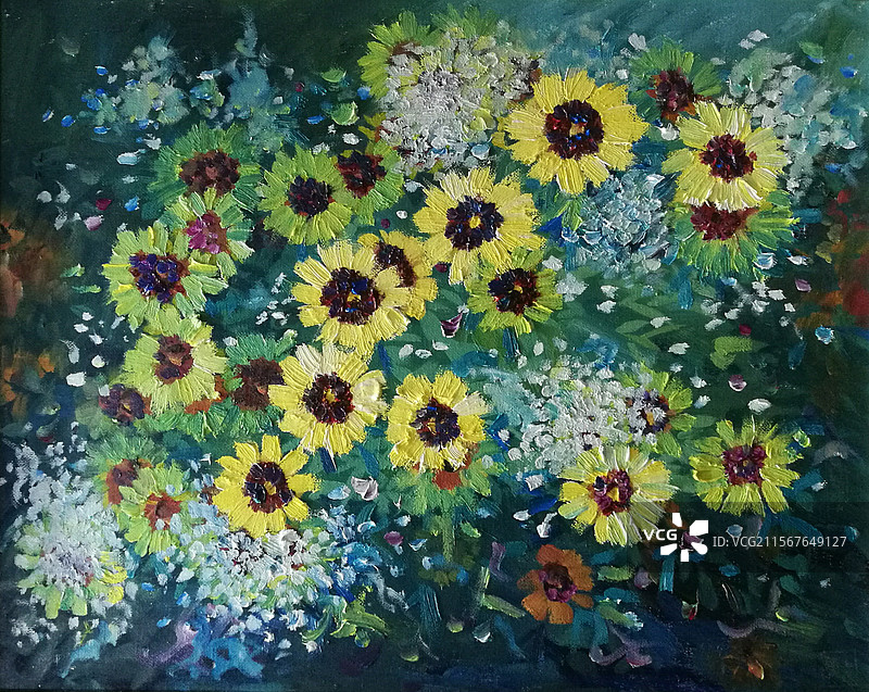 油画 花卉 夜来香图片素材