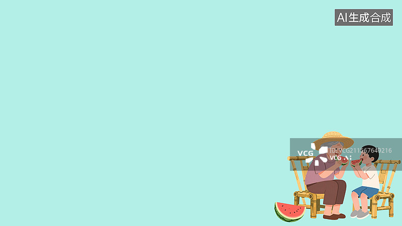 【AI数字艺术】2D卡通人物插画背景右下图片素材