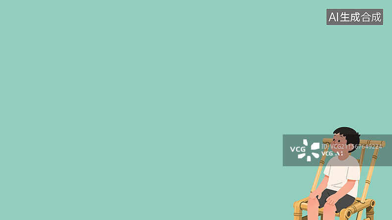 【AI数字艺术】2D卡通人物插画背景右下图片素材