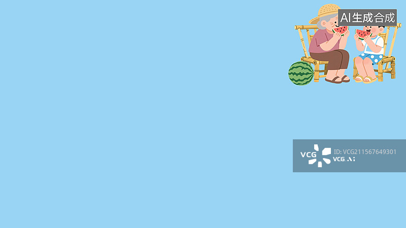 【AI数字艺术】2D卡通人物插画背景右上图片素材