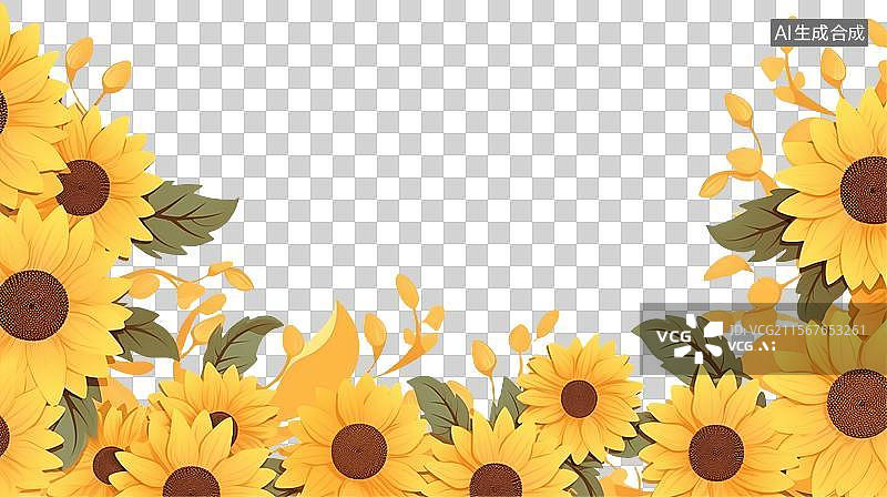 【AI数字艺术】夏至积极学雷锋志愿者活动边框装饰向日葵免抠图形图片素材