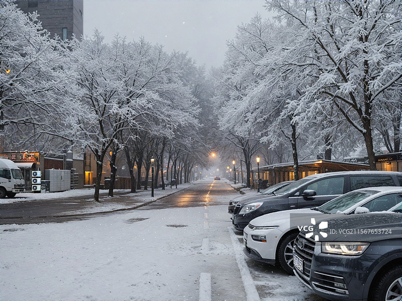 北京大学中关新园冬日雪后景观图片素材