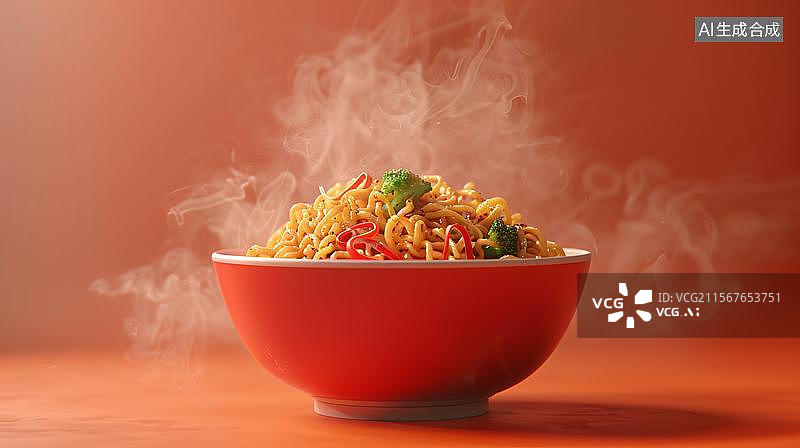 【AI数字艺术】热气腾腾的诱人面条  一碗暖心的美味面食图片素材