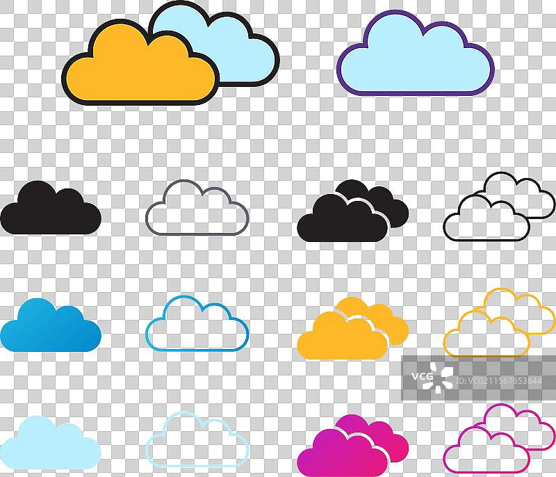 时尚扁平设计的云图标集图片素材