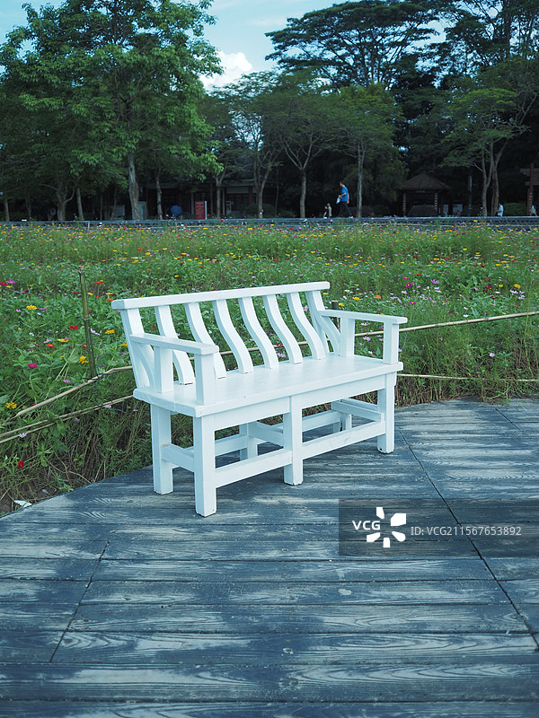 公园里的空长凳图片素材