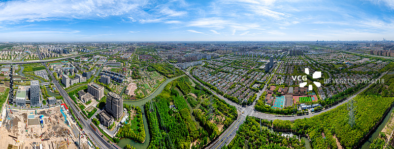 康桥半岛住宅社区全景 盐船港 泰汉能源 创智空间康桥智能造产业园 浦东康桥镇 航拍上海城市发展纪实图片素材