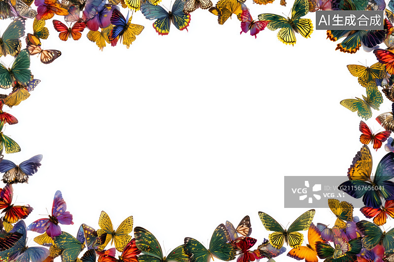 【AI数字艺术】蝴蝶组成的边框图片素材