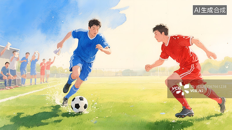 【AI数字艺术】独行侠的挫败/足球少年逐梦绿茵图片素材