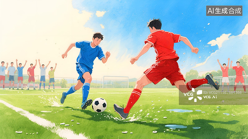 【AI数字艺术】独行侠的挫败/足球少年逐梦绿茵图片素材