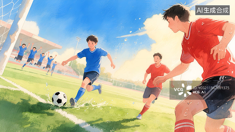 【AI数字艺术】独行侠的挫败/足球少年逐梦绿茵图片素材