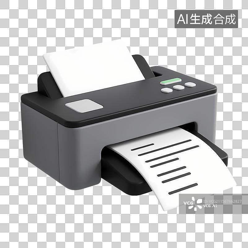 【AI数字艺术】3D黑白灰打印机工作状态（带出纸效果）图片素材