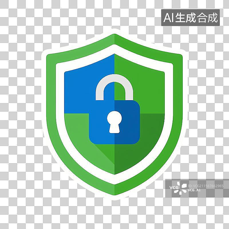 【AI数字艺术】解锁盾牌安全认证图标图片素材